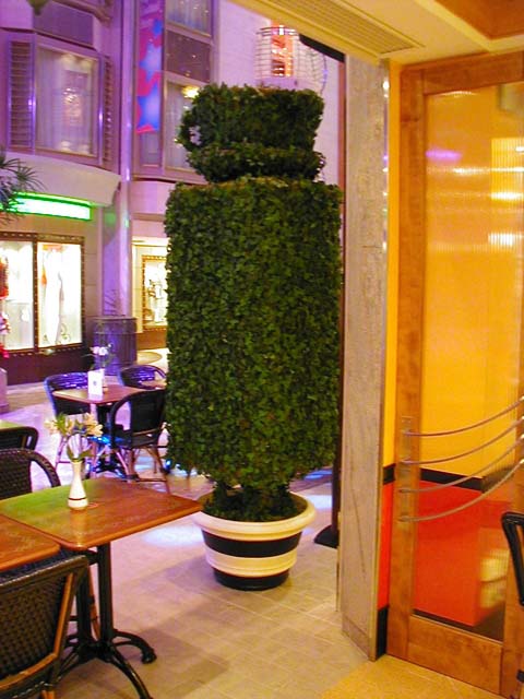  Close-up of 8 ft Topiary in Front of Cafe Promenade