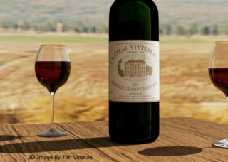 Bordeaux Wine Bottle with Chateaux Vittetoe Label - Render by Tim Vittetoe
